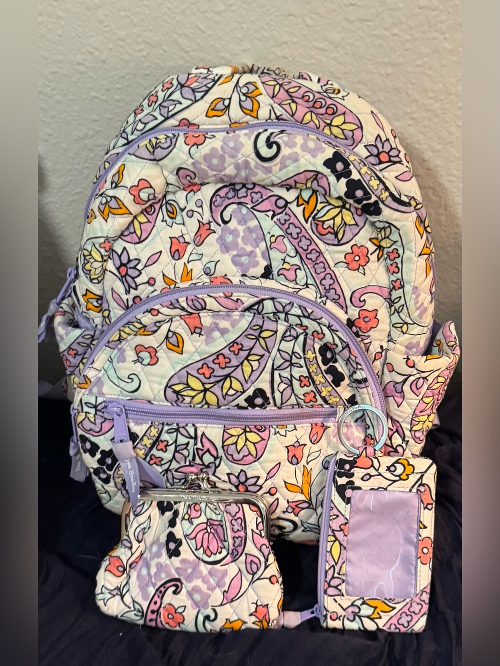 Vera Bradley Lilac Paisley Backpack Set